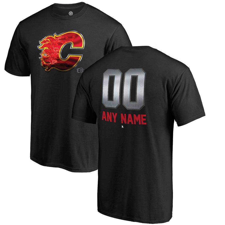 Calgary Flames Fanatics Branded Personalized Midnight Mascot T-Shirt - Black