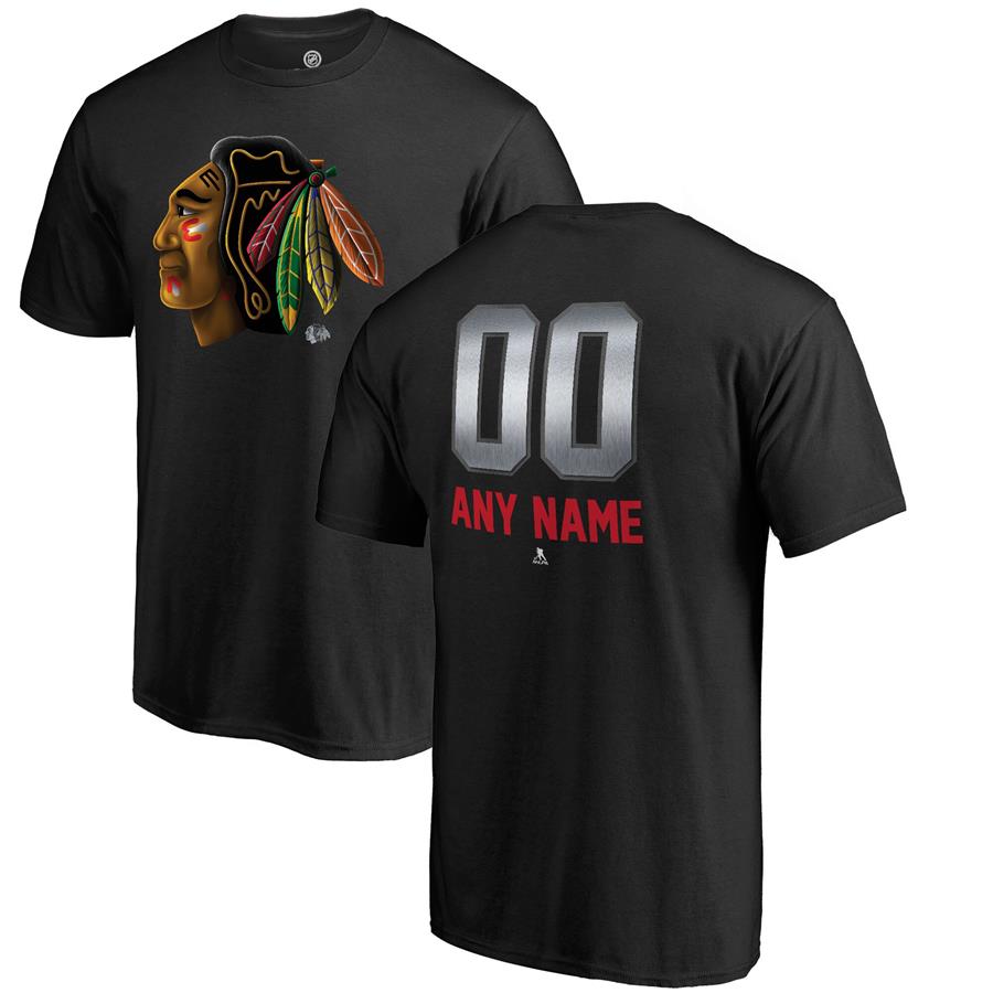 Chicago Blackhawks Fanatics Branded Personalized Midnight Mascot T-Shirt - Black