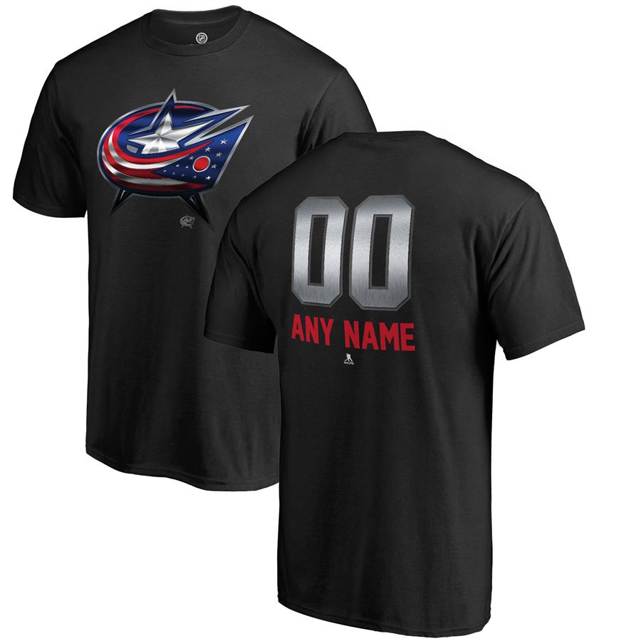 Columbus Blue Jackets Fanatics Branded Personalized Midnight Mascot T-Shirt - Black