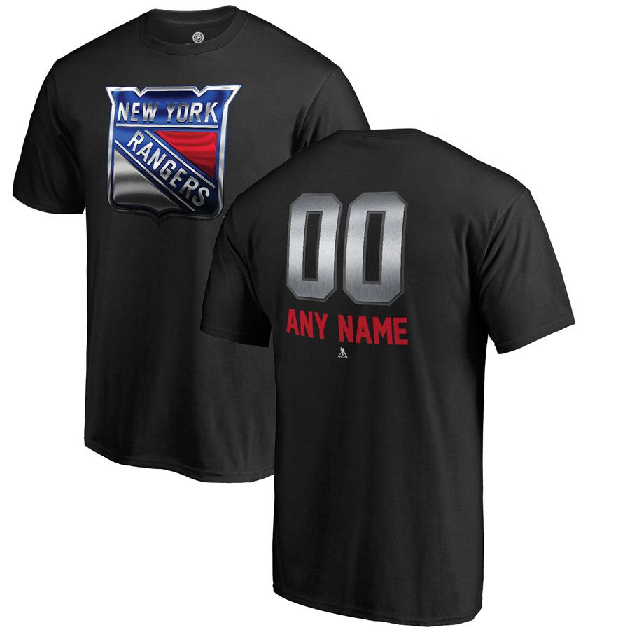 New York Rangers Fanatics Branded Personalized Midnight Mascot T-Shirt - Black