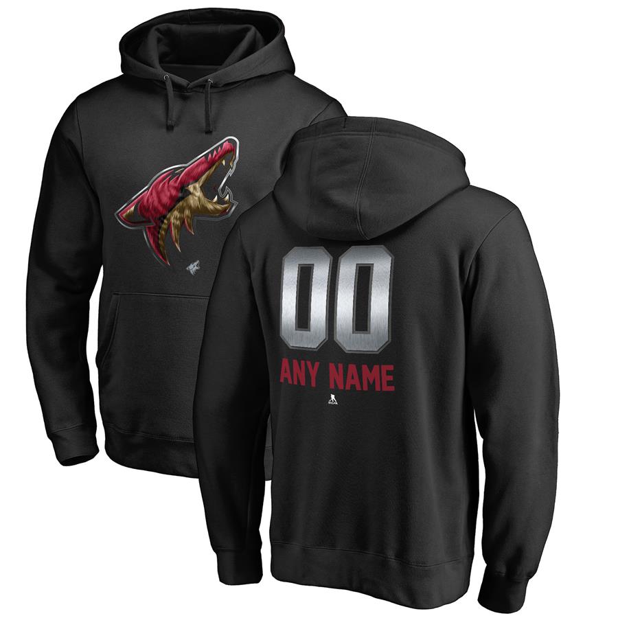 Arizona Coyotes Fanatics Branded Personalized Midnight Mascot Pullover Hoodie - Black