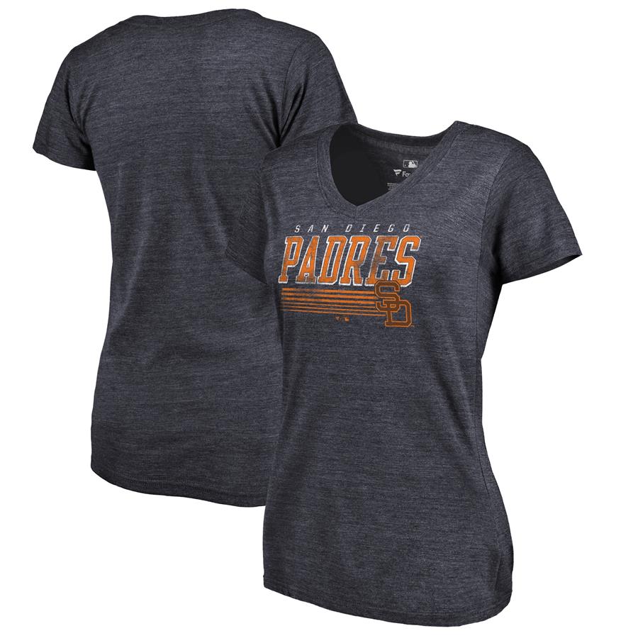 San Diego Padres Fanatics Branded Womens Cooperstown Collection Fast Pass Tri-Blend V-Neck T-Shirt - Navy