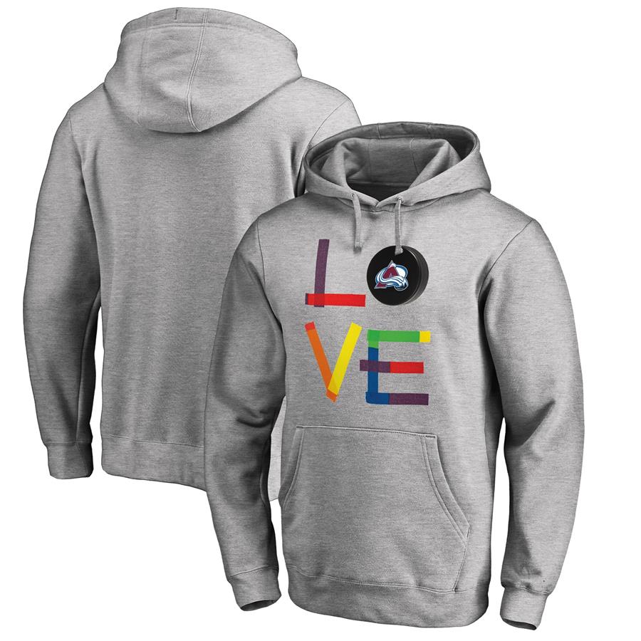 Colorado Avalanche Fanatics Branded Hockey Is For Everyone Love Square Pullover Hoodie - Heather Gray