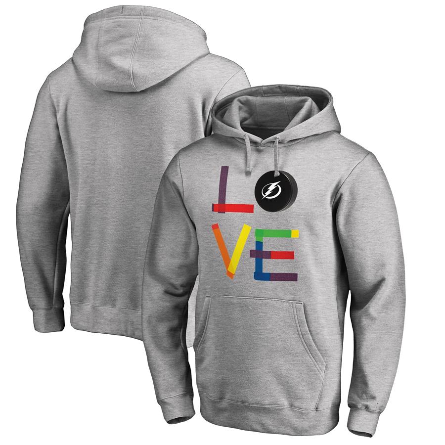 Tampa Bay Lightning Fanatics Branded Hockey Is For Everyone Love Square Pullover Hoodie - Heather Gray