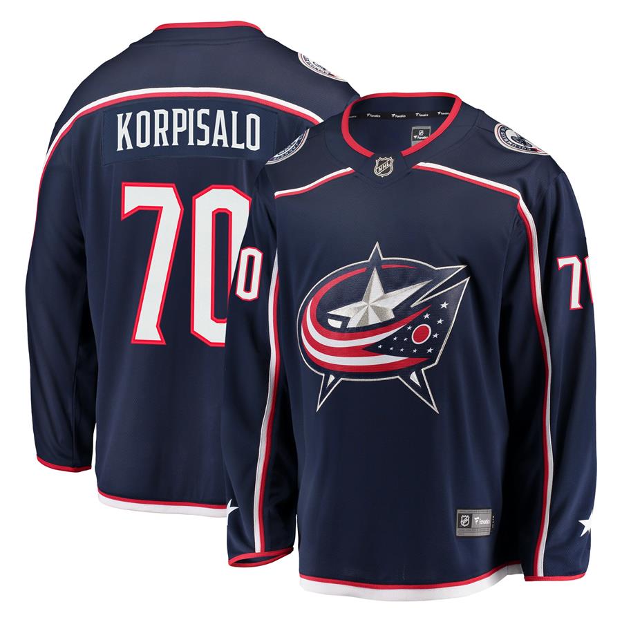 Joonas Korpisalo Columbus Blue Jackets Fanatics Branded Breakaway Jersey - Navy