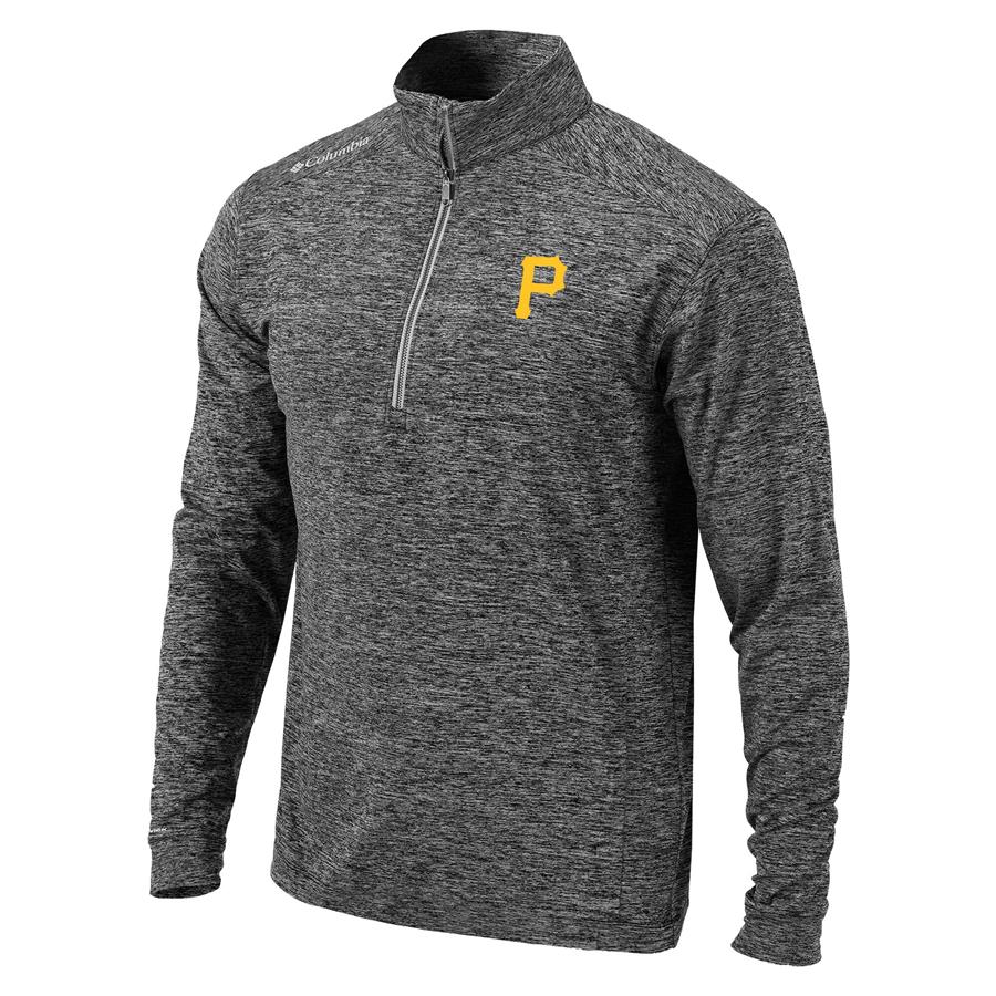 Pittsburgh Pirates Columbia Power Fade Omni-Wick Half-Zip Jacket - Heather Black