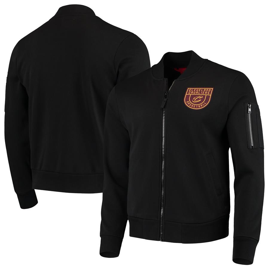 Cleveland Cavaliers Sportiqe Maverick Fleece Bomber Full-Zip Jacket - Black