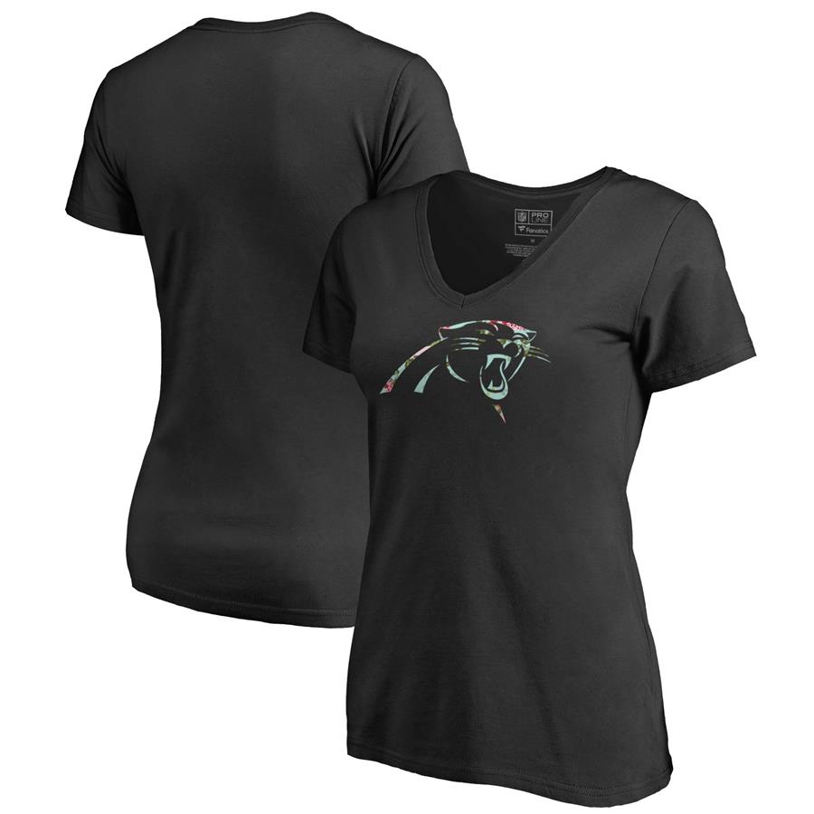 Carolina Panthers NFL Pro Line by Fanatics Branded Women's Lovely V-Neck T-Shirt - Black