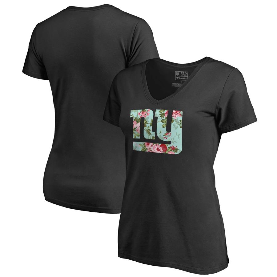New York Giants NFL Pro Line by Fanatics Branded Women's Lovely V-Neck T-Shirt - Black