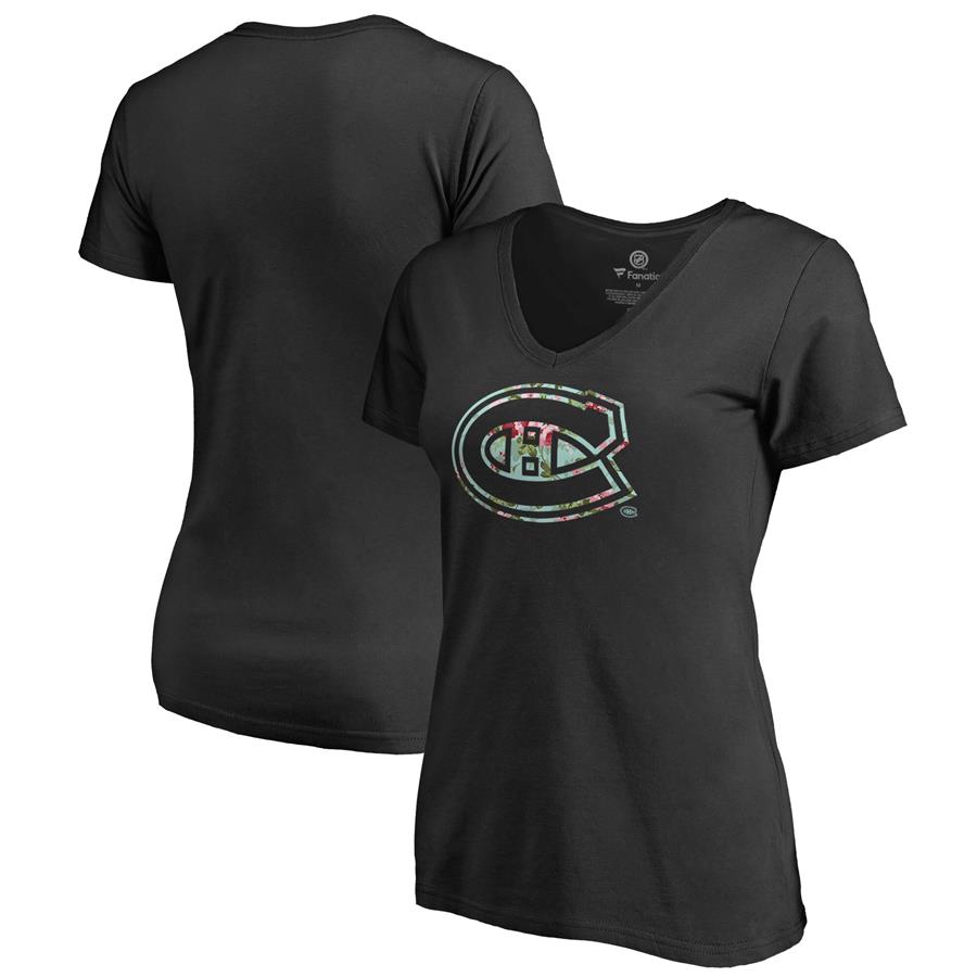 Женская футболка с V-вырезом Montreal Canadiens Fanatics Branded Lovely (чёрный)