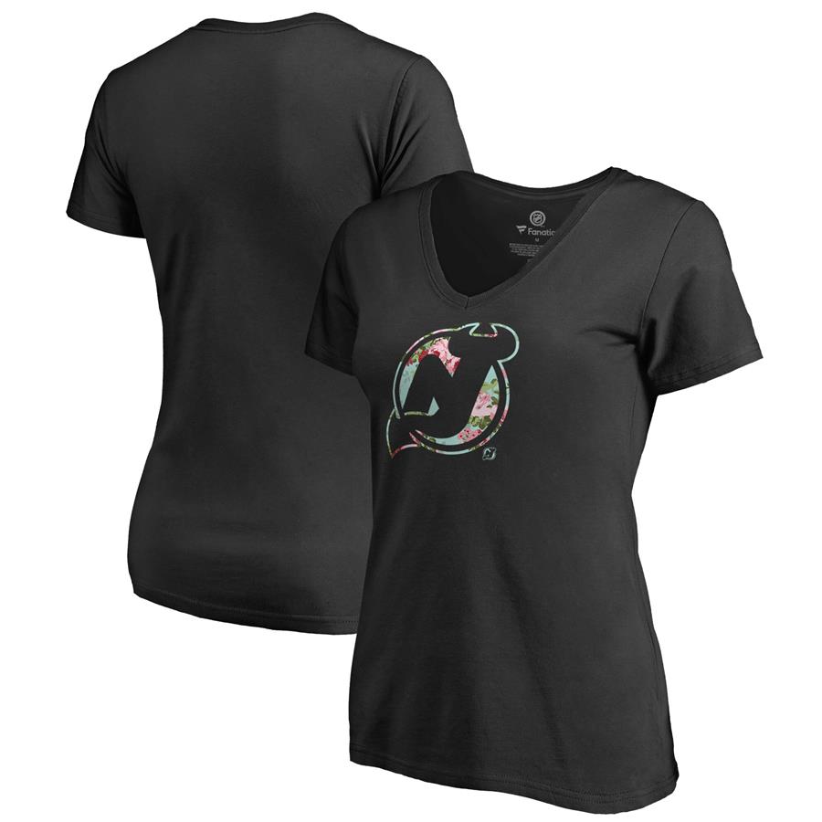 Женская футболка с V-вырезом New Jersey Devils Fanatics Branded Lovely (чёрный)