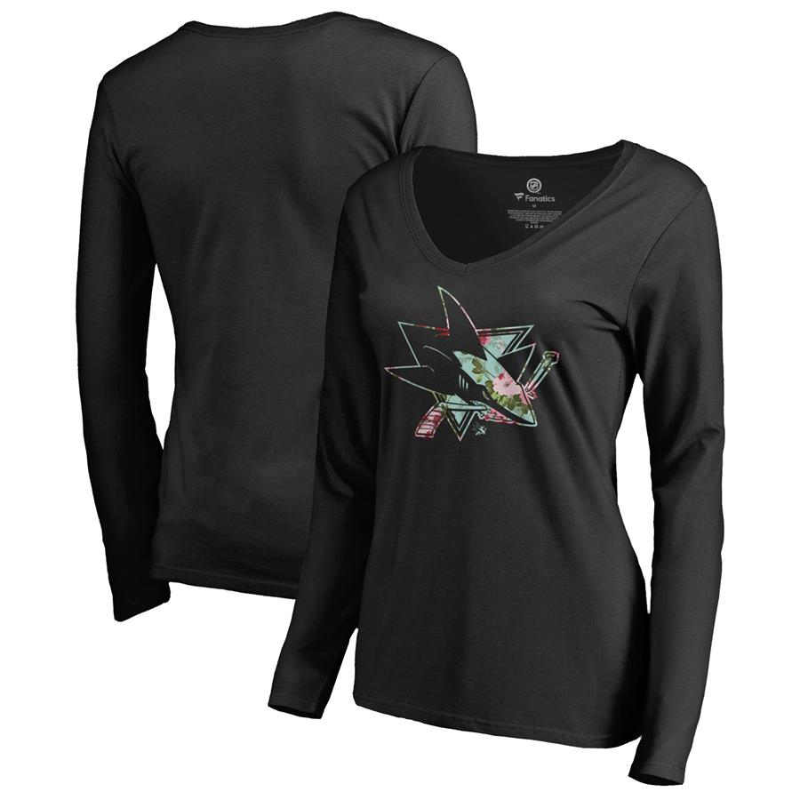 Женский лонгслив с V-вырезом San Jose Sharks Fanatics Branded Lovely (чёрный)