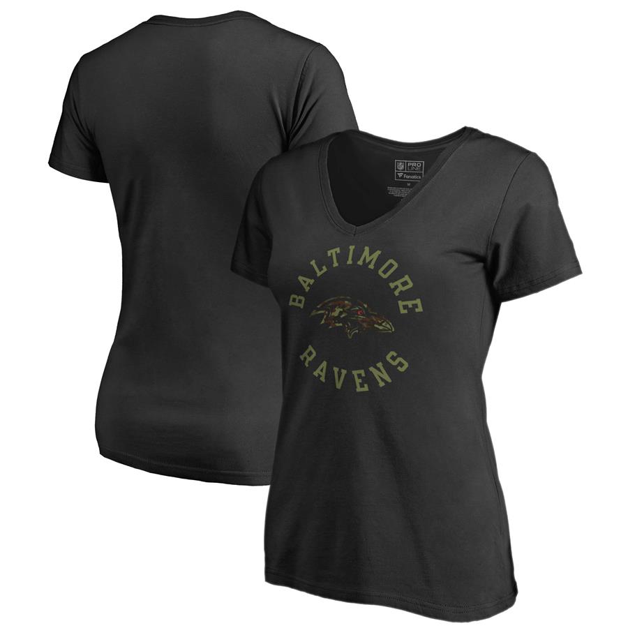 Baltimore Ravens NFL Pro Line by Fanatics Branded Women's Camo Collection Liberty V-Neck T-Shirt - Black
