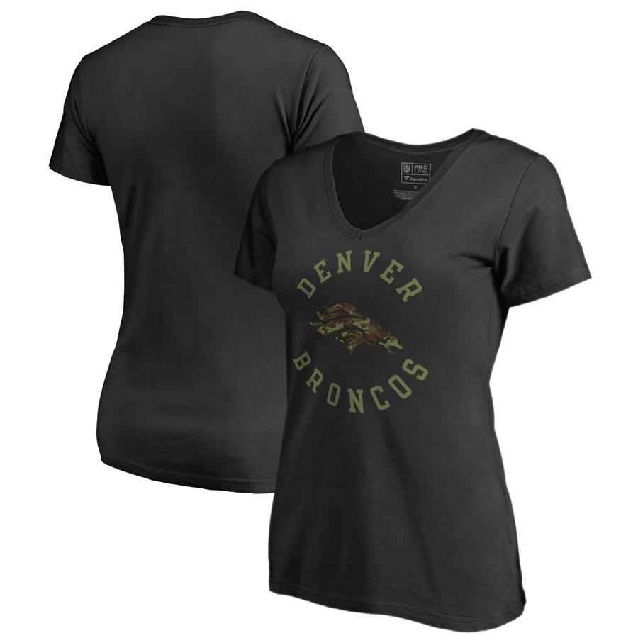 Denver Broncos NFL Pro Line by Fanatics Branded Women's Camo Collection Liberty V-Neck T-Shirt - Black
