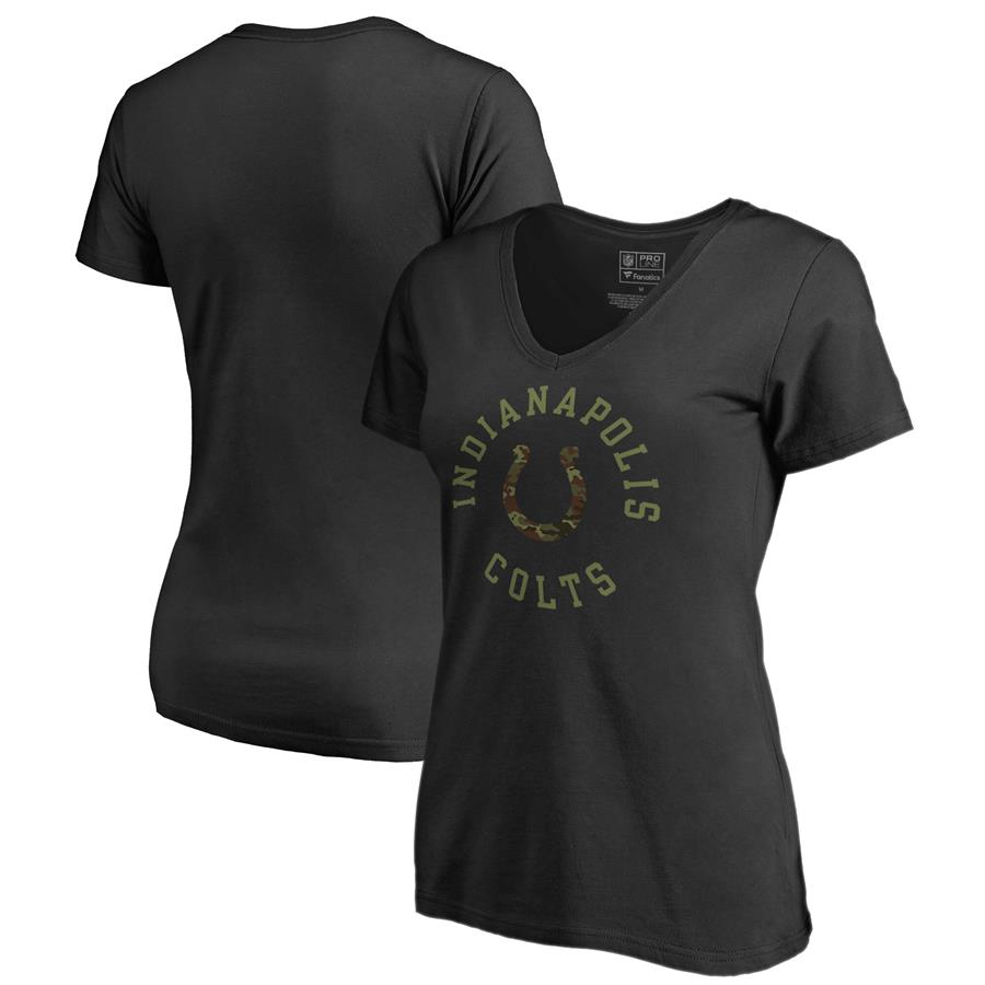 Indianapolis Colts NFL Pro Line by Fanatics Branded Women's Camo Collection Liberty V-Neck T-Shirt - Black