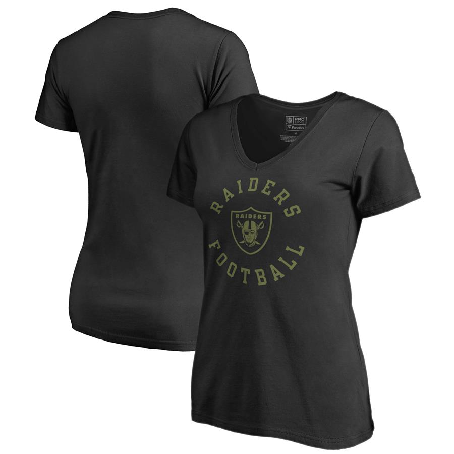 Las Vegas Raiders NFL Pro Line by Fanatics Branded Women's Camo Collection Liberty V-Neck T-Shirt - Black
