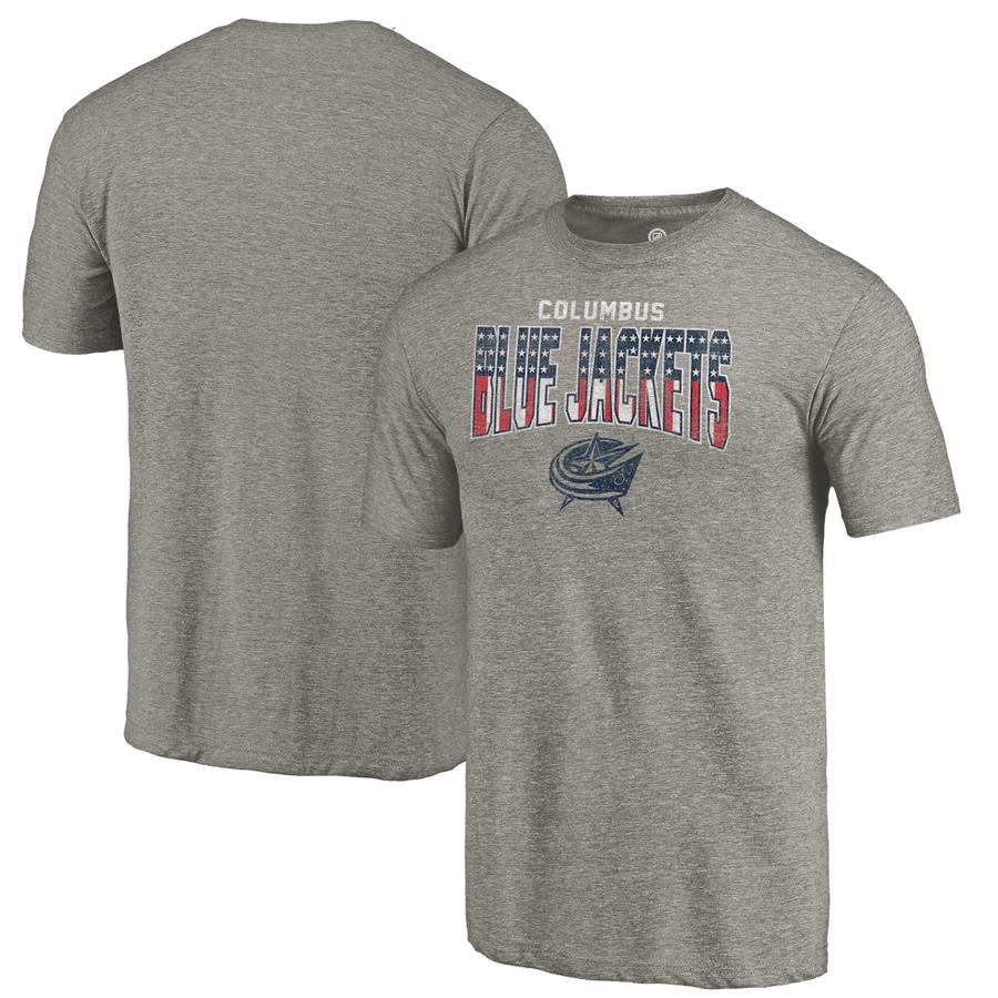 Columbus Blue Jackets Fanatics Branded Freedom Tri-Blend T-Shirt - Heathered Gray