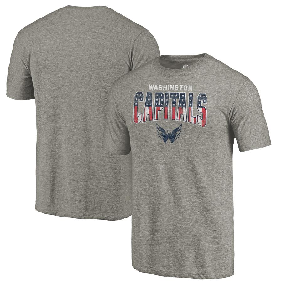 Washington Capitals Fanatics Branded Freedom Tri-Blend T-Shirt - Heathered Gray