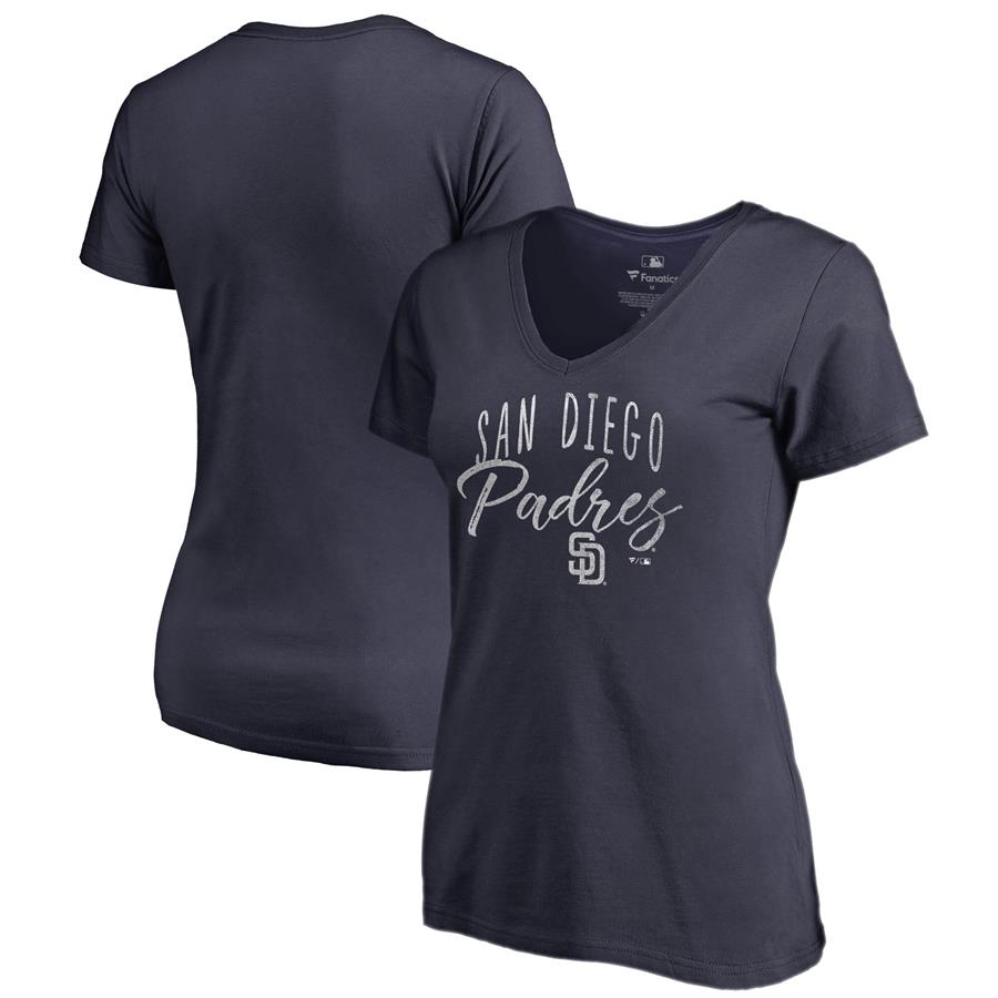 San Diego Padres Fanatics Branded Women's Graceful V-Neck T-Shirt - Navy