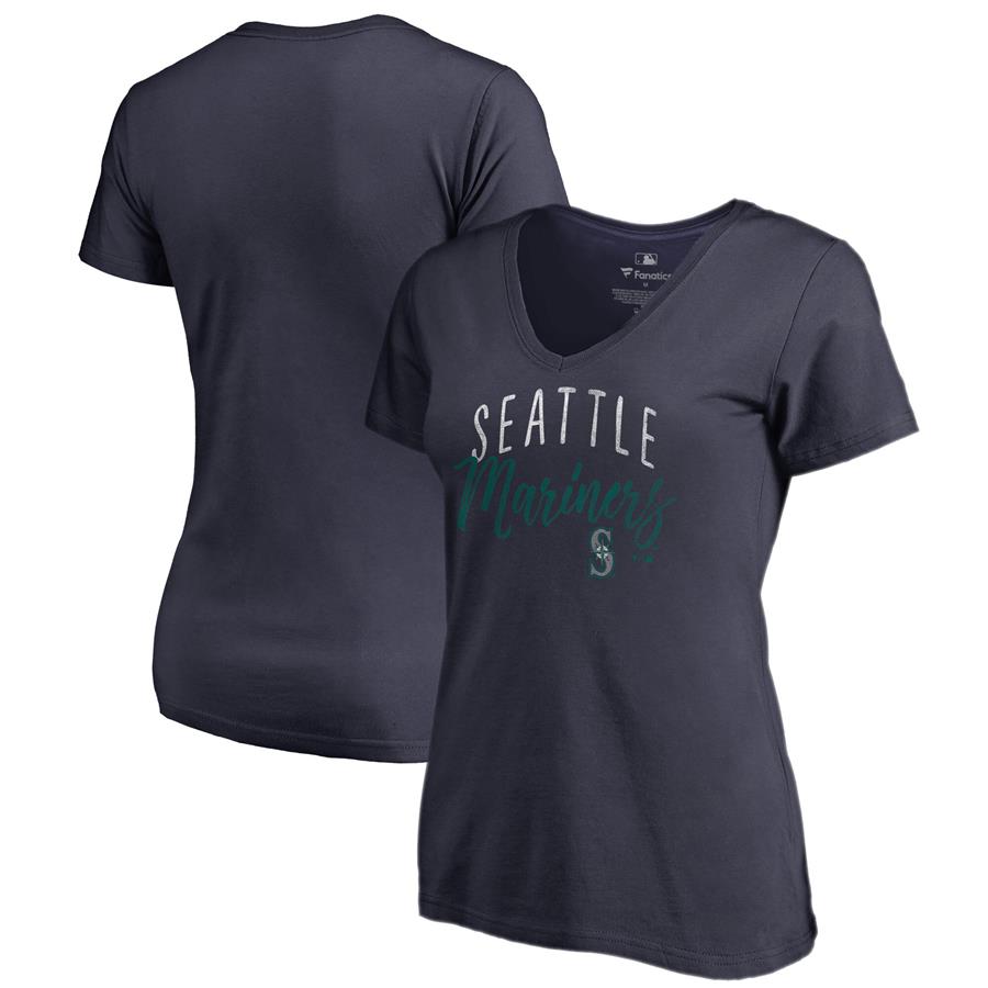 Seattle Mariners Fanatics Branded Women's Graceful V-Neck T-Shirt - Navy