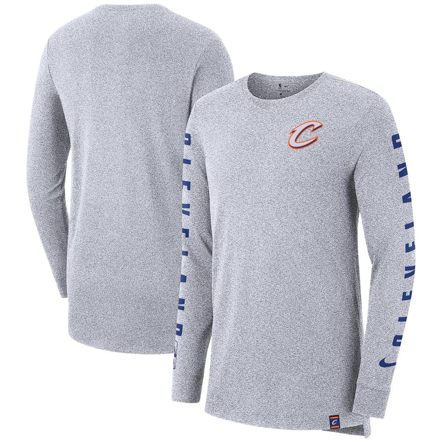 Cleveland Cavaliers Nike City Edition Elevated Marled Long Sleeve T-Shirt - Gray