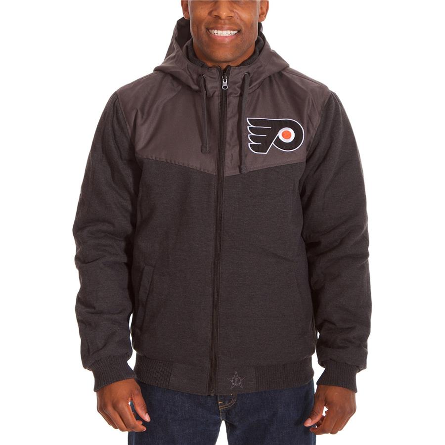Philadelphia Flyers JH Design Reversible Polyester & Fleece Full Zip Jacket - Charcoal