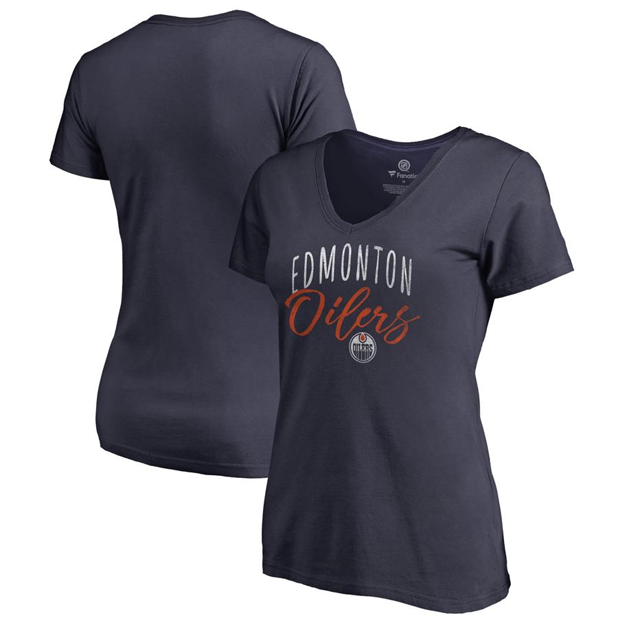 Edmonton Oilers Fanatics Branded Women's Graceful V-Neck T-Shirt - Navy