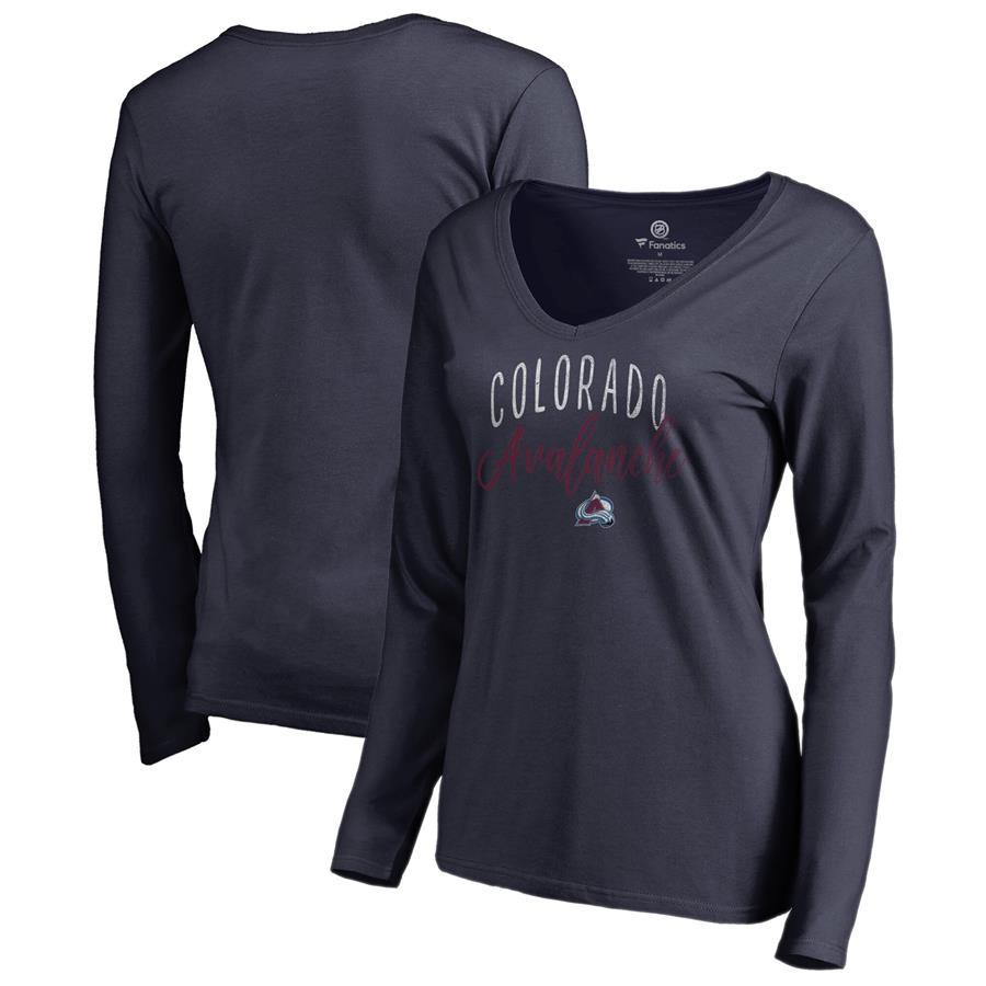 Colorado Avalanche Fanatics Branded Women's Graceful Long Sleeve V-Neck T-Shirt - Navy