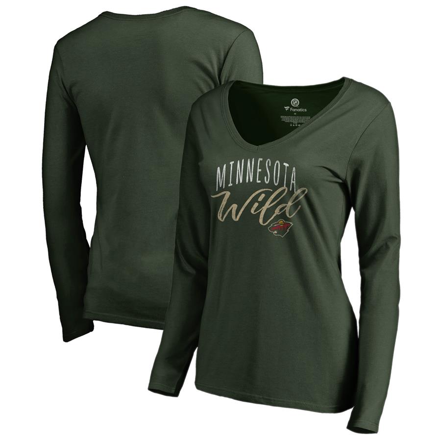 Женский лонгслив с V-вырезом Minnesota Wild Fanatics Branded Graceful (зелёный)