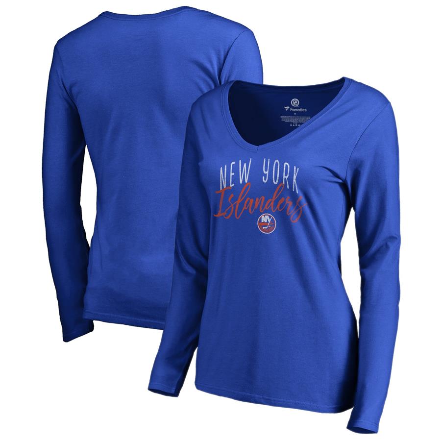New York Islanders Fanatics Branded Women's Graceful Long Sleeve V-Neck T-Shirt - Royal