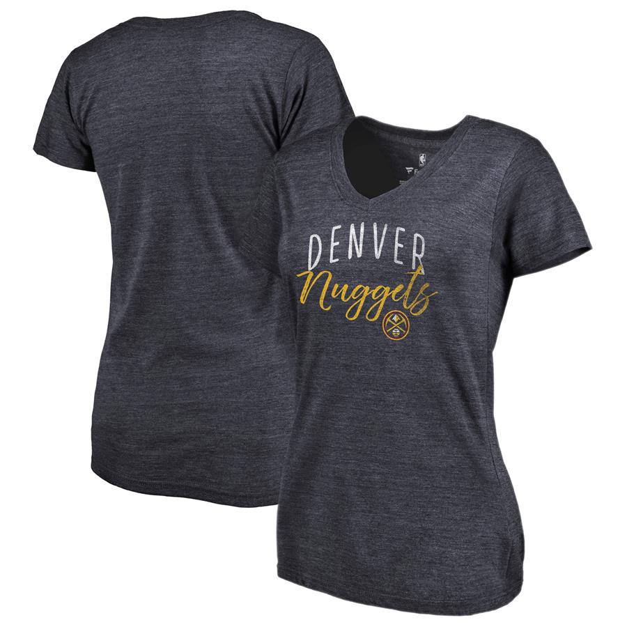 Denver Nuggets Fanatics Branded Women's Graceful Tri-Blend V-Neck T-Shirt - Navy