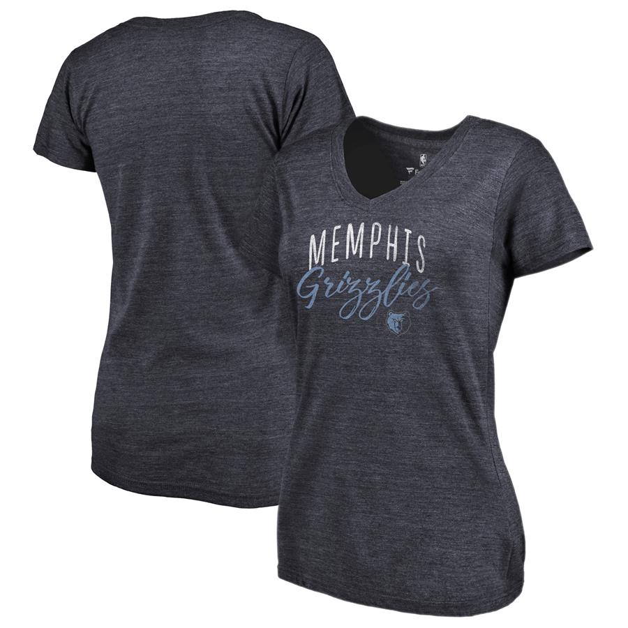 Memphis Grizzlies Fanatics Branded Women's Graceful Tri-Blend V-Neck T-Shirt - Navy
