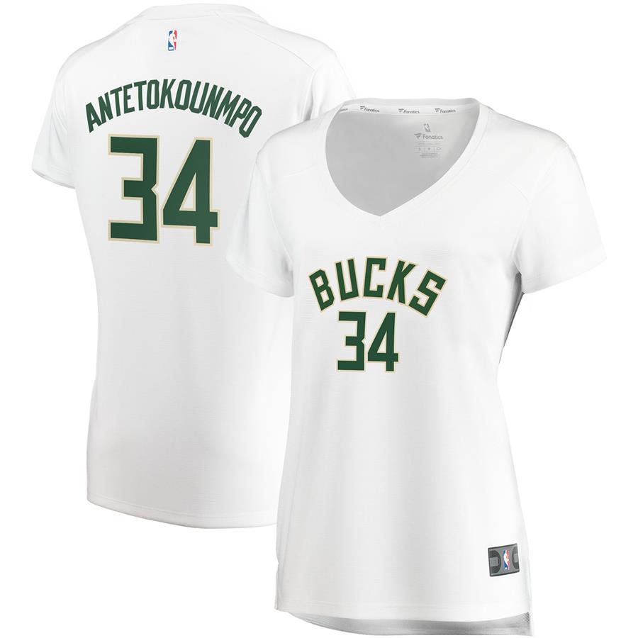 Giannis Antetokounmpo Milwaukee Bucks Fanatics Branded Women's Fast Break Replica Jersey White - Association Edition