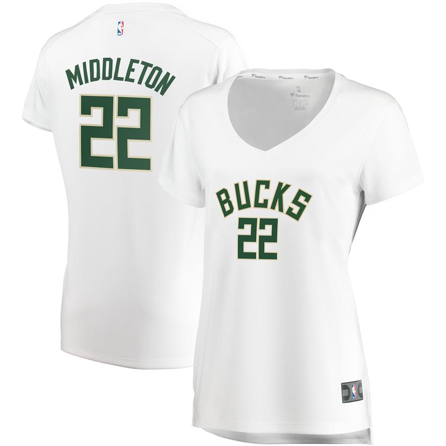 Khris Middleton Milwaukee Bucks Fanatics Branded Women's Fast Break Replica Jersey White - Association Edition