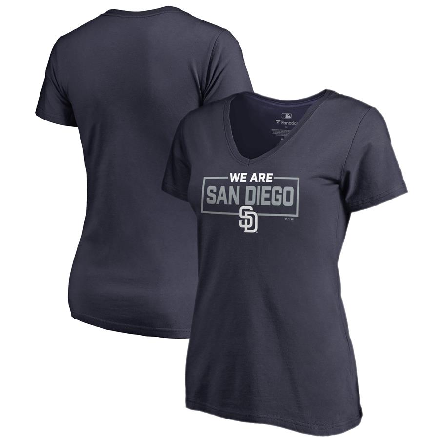 San Diego Padres Fanatics Branded Women's We Are Icon V-Neck T-Shirt - Navy