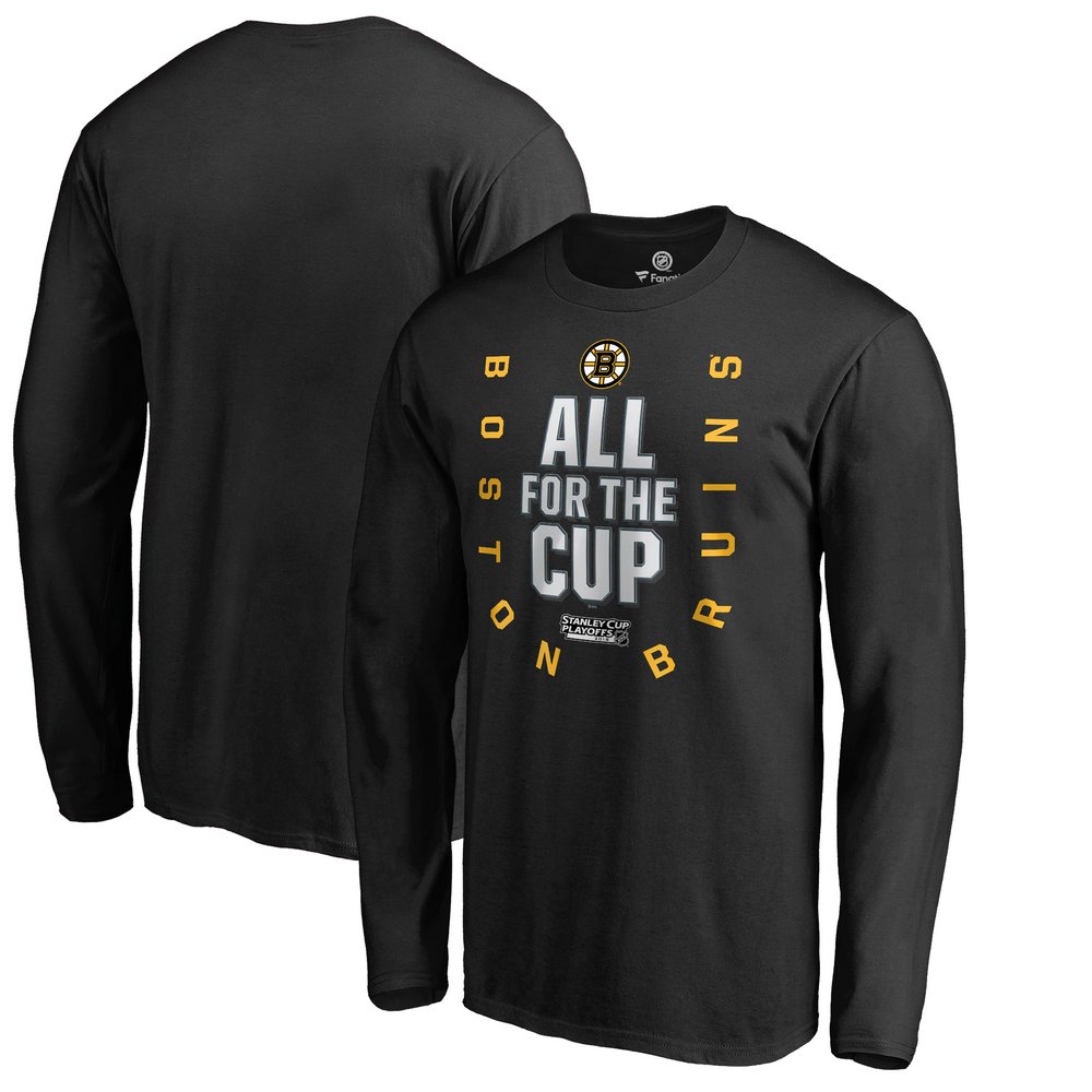 Boston Bruins Fanatics Branded 2018 Stanley Cup Playoffs Bound Behind The Net Long Sleeve T-Shirt - Black