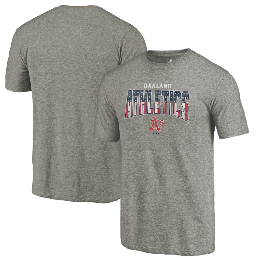 Oakland Athletics Fanatics Branded 2018 Stars & Stripes Freedom Tri-Blend T-Shirt - Gray