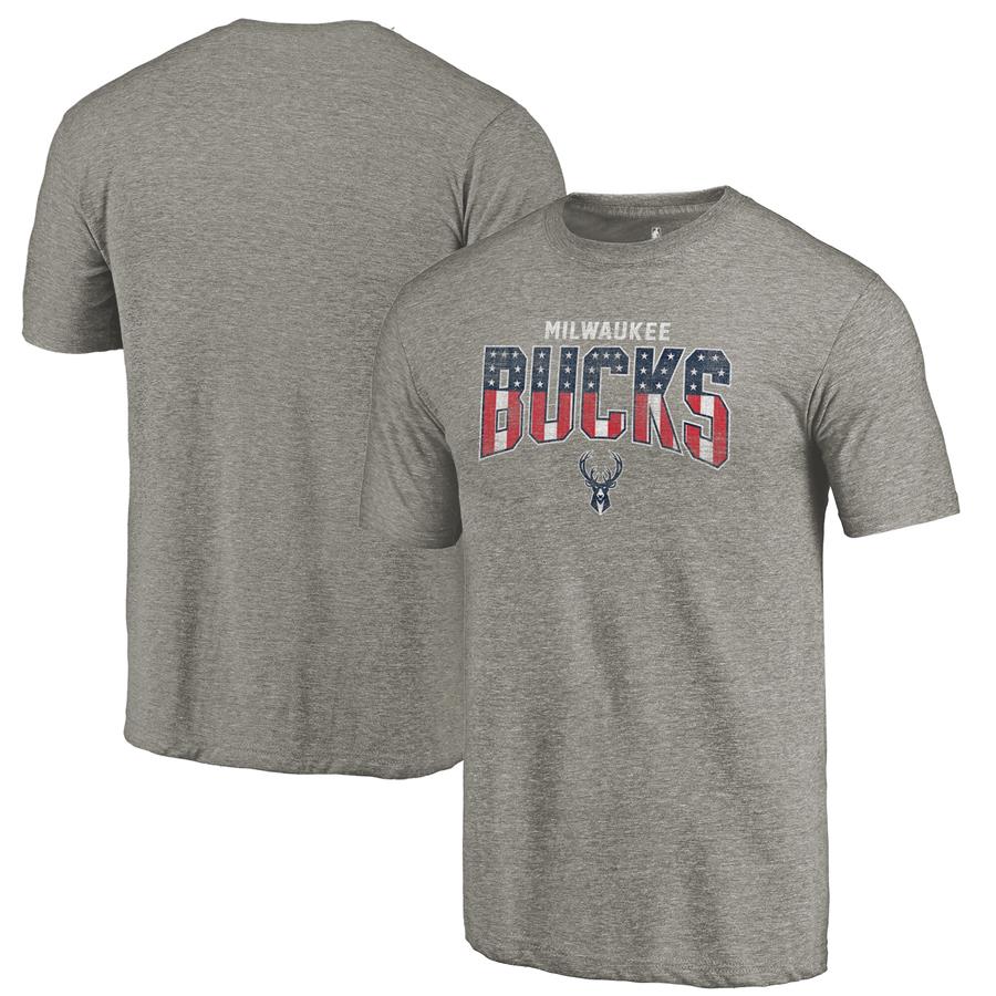 Milwaukee Bucks Fanatics Branded Freedom Tri-Blend T-Shirt - Gray