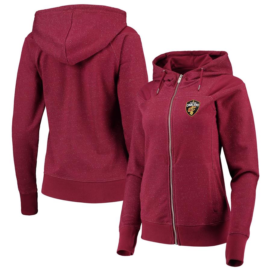 Cleveland Cavaliers Antigua Women's Lineup Tri-Blend French Terry Full-Zip Hoodie - Heathered Wine