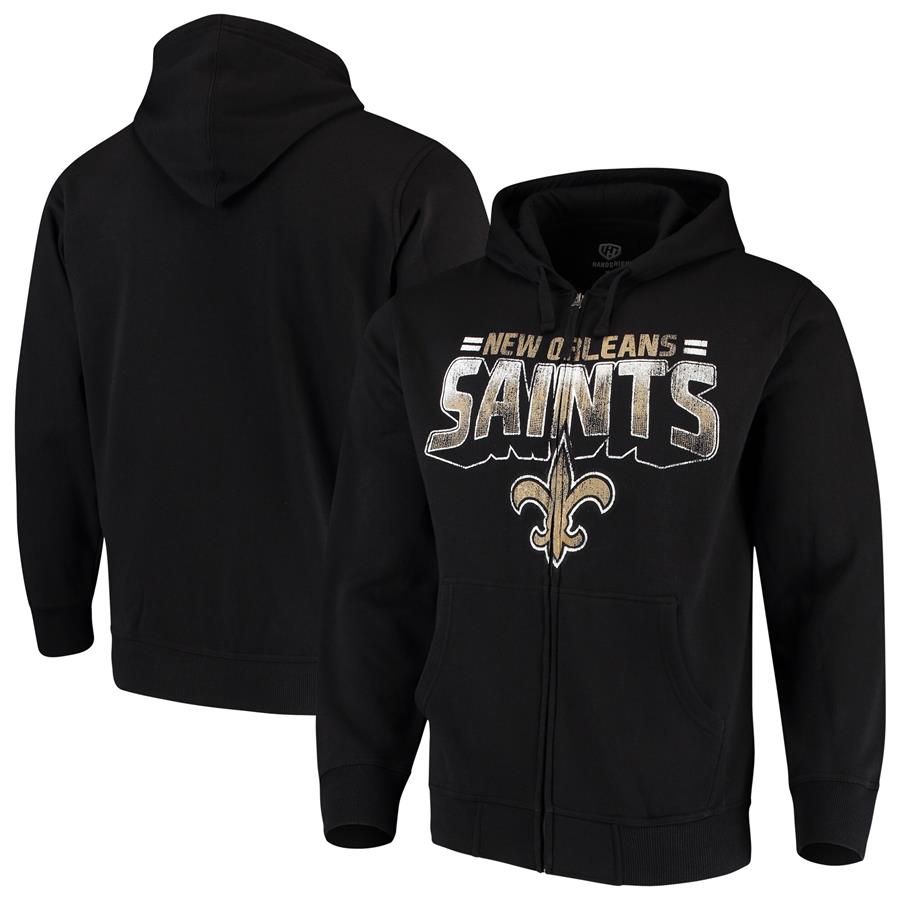 New Orleans Saints G-III Sports by Carl Banks Perfect Season Full-Zip Hoodie - Black