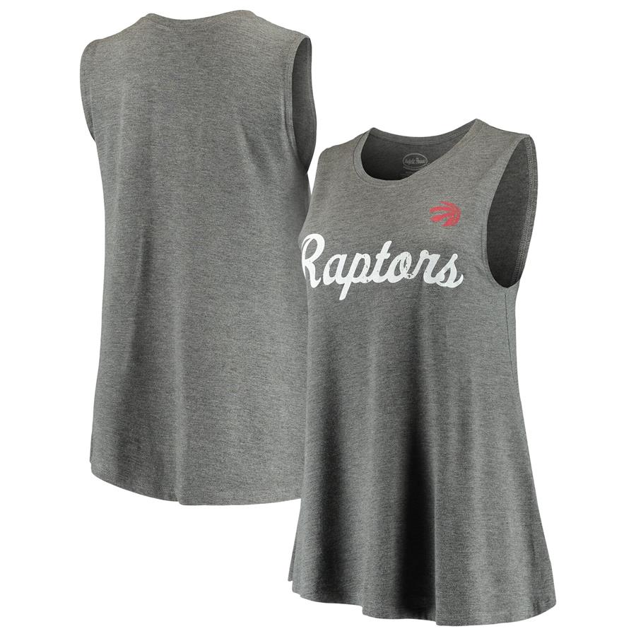 Toronto Raptors Majestic Threads Women's Script Flair Blouse Tank Top - Gray