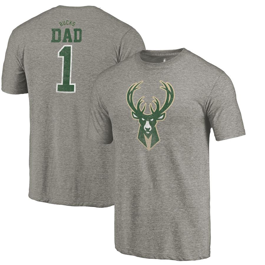 Milwaukee Bucks Fanatics Branded Greatest Dad Tri-Blend T-Shirt - Gray
