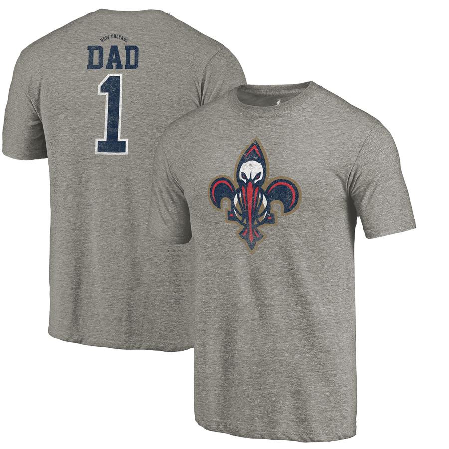 New Orleans Pelicans Fanatics Branded Greatest Dad Tri-Blend T-Shirt - Gray
