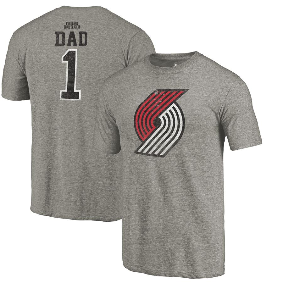 Portland Trail Blazers Fanatics Branded Greatest Dad Tri-Blend T-Shirt - Gray