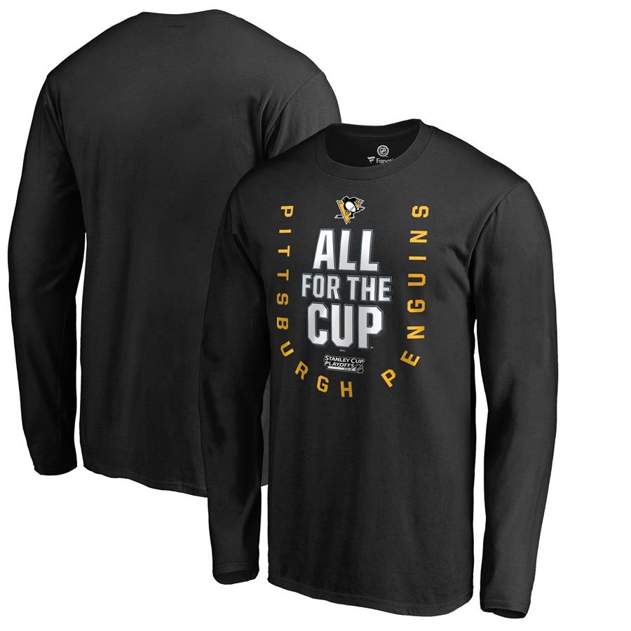 Pittsburgh Penguins Fanatics Branded 2018 Stanley Cup Playoffs Bound Behind The Net Long Sleeve T-Shirt - Black