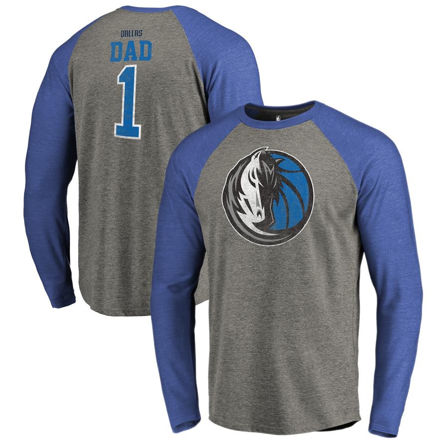 Dallas Mavericks Fanatics Branded Greatest Dad Long Sleeve Tri-Blend Raglan T-Shirt - Heathered Gray