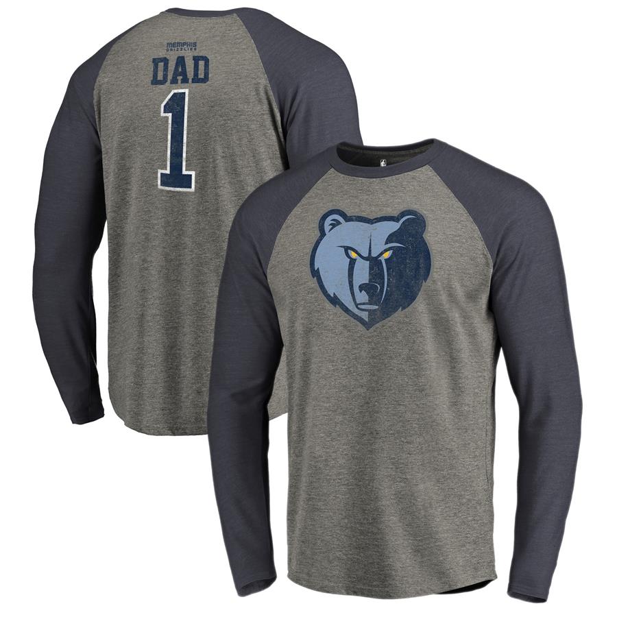 Memphis Grizzlies Fanatics Branded Greatest Dad Tri-Blend Raglan Long Sleeve T-Shirt - Heather Gray