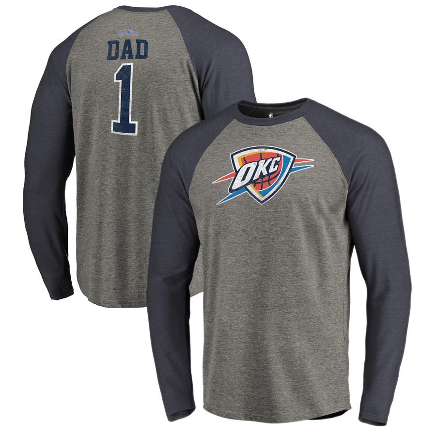 Oklahoma City Thunder Fanatics Branded Greatest Dad Long Sleeve Tri-Blend Raglan T-Shirt - Heathered Gray