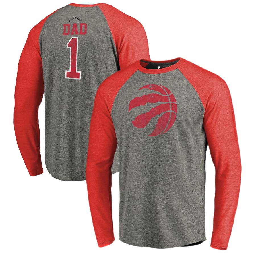 Toronto Raptors Fanatics Branded Greatest Dad Long Sleeve Tri-Blend Raglan T-Shirt - Heathered Gray