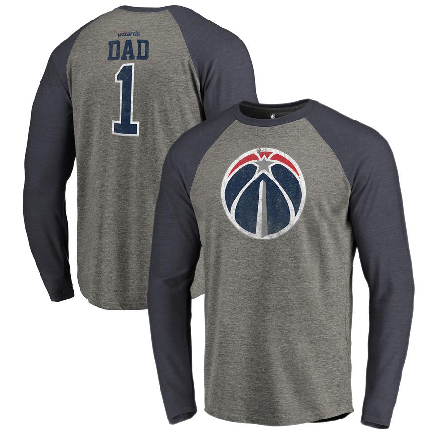Washington Wizards Fanatics Branded Greatest Dad Long Sleeve Tri-Blend Raglan T-Shirt - Heathered Gray